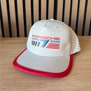 Porsche Design White and Red Rennsport Reunion 7 Baseball Cap